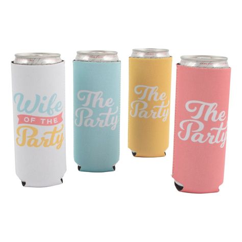 Bachelorette Party Coozie Sayings, Bach Favors, Bridal Party Koozies, Wife Of The Party Bachelorette, Bride Koozie, Bachelorette Koozies, Drink Accessories, Wife Of The Party, Bachelorette Bachelor Party