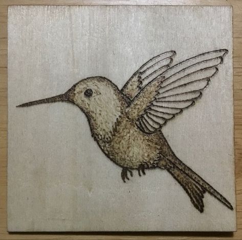 Bird Wood Burning, Wood Burning Hummingbird, Woodburning Projects, Hummingbird Art, Wood Burning Crafts, Outdoor Crafts, Wood Burning Art, Art Portfolio, Pyrography