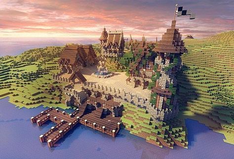 Port Black Water Minecraft Project Houses Reference, Minecraft Kale, Villa Minecraft, Construction Minecraft, Minecraft Kingdom, Minecraft Building Guide, Minecraft Idea, Minecraft Village, Minecraft World