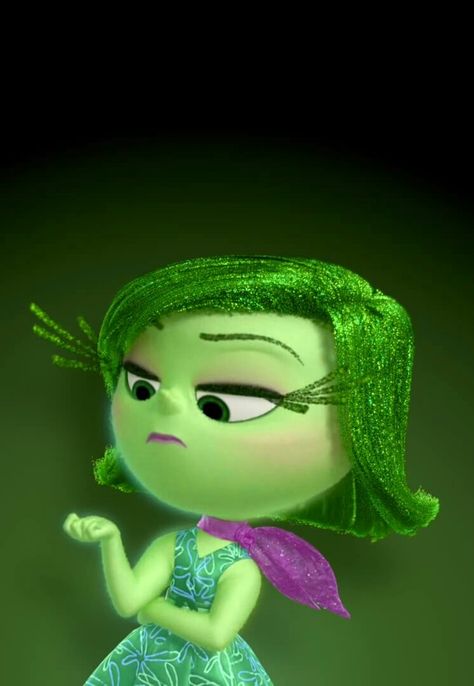 Inside Out Characters Disgust, Joy Aesthetic Inside Out, Green Aesthetic Character, Disgust From Inside Out, Disgust Inside Out Wallpaper, Disgust Aesthetic, Disgust Inside Out Icon, Disgust Wallpaper, Disgust Emotion