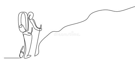 picture of a continuous line of someone climbing a mountain stock illustration Climbing A Mountain, Mountain Pictures, Mountain Illustration, Simple Illustration, Continuous Line, White Art, Line Drawing, Climbing, Tatting