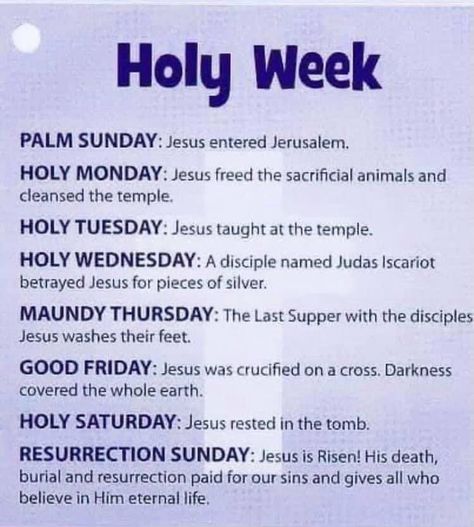 HOLY WEEK.. We commemorate the beginning of Holy Week with the observance of Palm Sunday🌱🌱 Holy Wednesday, Holy Monday, Holy Saturday, Jesus Is Risen, Resurrection Sunday, Jesus Faith, Palm Sunday, Holy Week, Bible Teachings