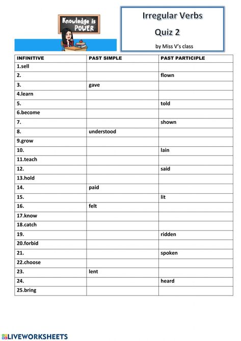 Irregular Verbs Worksheet, Simple Present Tense Worksheets, Verbs Worksheet, English Tenses, Regular And Irregular Verbs, Family Worksheet, Simple Present Tense, Simple Past Tense, Perfect Tense