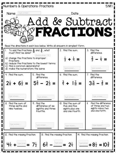 Unlike Fractions, Fractions With Unlike Denominators, Subtract Fractions, Add And Subtract Fractions, Adding Fractions, Everyday Math, Adding And Subtracting Fractions, Improper Fractions, Subtracting Fractions