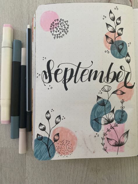 Bulletjournal ideas september Assignment Ideas Creative Front Page, Bullet Journal Hand Lettering, Boarders Designs For Projects, Creative Book Cover Designs, File Decoration Ideas, Book Art Projects, Creative Book Covers, Creative School Project Ideas, Colorful Borders Design