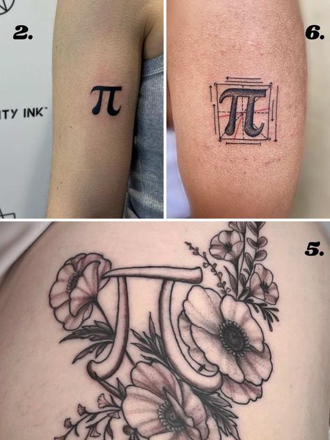 31 Pi Tattoo Ideas for Number People - TattooGlee Pie Symbol Tattoo, Math Tattoo Ideas Symbols, Pi Tattoo Ideas, Pi Symbol Tattoo, Math Tattoos Ideas, Mathematics Tattoo, Pi Tattoo 3.14, Pi Day Drawings, Math Tattoo