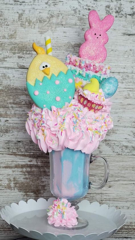 Easter Fake Bake, Fake Milkshake, Milkshake Ideas, Fake Baking, Fake Food Props, Pastel Bedroom, Foam Clay, Easter 2024, Candy Christmas Tree