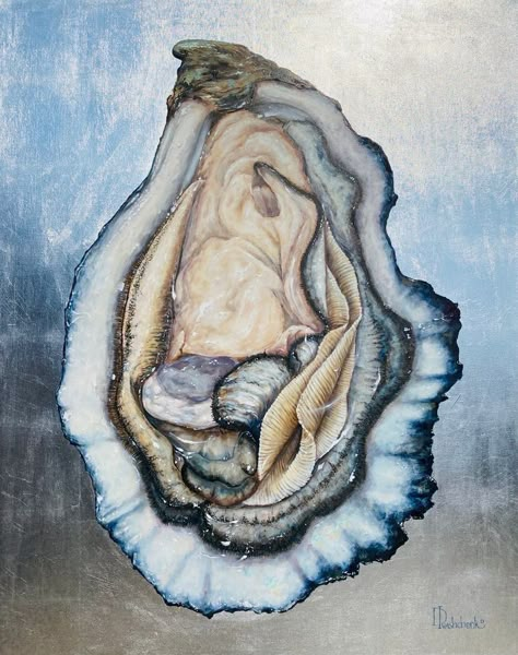 Oyster Print, Metal Background, Oyster Pearl, Painting Medium, Leaf Background, Oyster Shell, Limited Edition Prints, Kitsch, The Shape