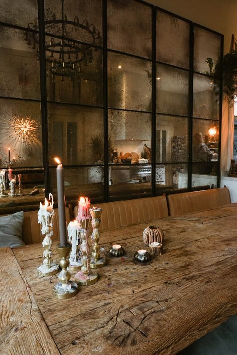 Top 5 Home Trends for 2024 Dinning Room Mirror Ideas, Mirrored Wall Ideas, Industrial Glam Decor, Omaha Skyline, Vintage Mirror Wall Decor, Mirror Wall Design, Dining Room Mirror Wall, Restoration Hardware Dining Room, Antique Glass Mirror