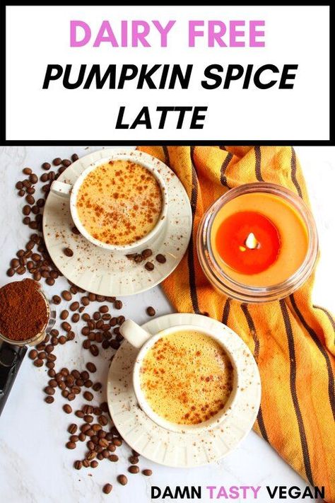 Creamy, easy VEGAN pumpkin spice latte recipe. Made from canned coconut milk. Delicious and easy to make. Perfect vegan cozy fall drink. Gluten free and dairy free. How to make starbucks pumpkin spice latte at home. How to veganize starbuck’s pumpkin spice latte. Better than Starbucks pumpkin spice latte. #pumpkinspice #falldrinks #veganlatte #veganrecipe #pumpkinspicelatte www.damntastyvegan.com Fancy Beverages, Nonalcoholic Drink, Vegan Pumpkin Spice Latte, Vegan Latte, Pumpkin Spice Latte Recipe, Holiday Beverages, Starbucks Pumpkin Spice Latte, Vegan Pumpkin Spice, Starbucks Pumpkin Spice