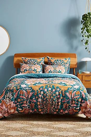 Bedding & Bath | Anthropologie Vibrant Bedding, Travel Bedroom, Anthropologie Bedding, Green Duvet Covers, Full Duvet Cover, Luxurious Bedroom, Unique Beds, Bedroom Refresh, Linen Duvet Covers