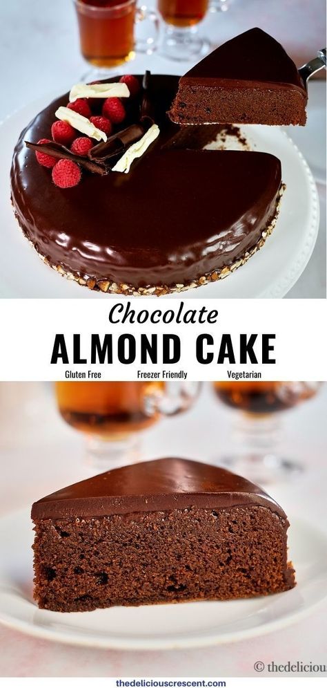 Almond Cake Gluten Free, Gluten Free Almond Cake, Almond Flour Chocolate Cake, Raspberry And Almond Cake, Chocolate Almond Cake, Ganache Icing, Almond Flour Cakes, Cake Gluten Free, Almond Cake Recipe