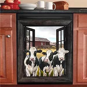 Farm Kitchen Ideas, Cow Kitchen Decor, Cow Kitchen, Kitchen Farmhouse Decor, Dishwasher Cover, Cow Farm, Dishwasher Magnet, Cow Decor, Farm Cow