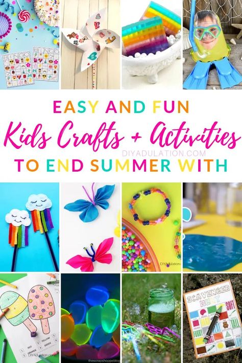 Don't let the stress of summer break get you down. These easy kids crafts and activities to end summer with are just what you need! Summer Camp Themes, Summer Kindergarten, Summer Worksheets, Summer Camp Activities, Summer Tips, Backyard Activities, Summer Preschool, Simple Crafts, Summer Crafts For Kids