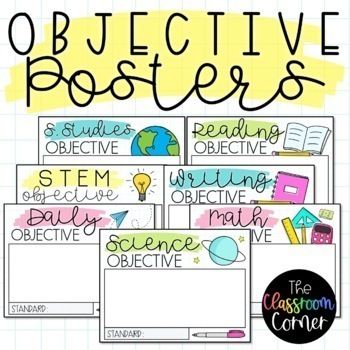 Post your daily learning objectives in your classroom each day using these bright and colorful learning objective posters! 45 objective posters are included for a variety of subject areas. Simply print & laminate the subject areas you teach to create a focus wall in your classroom. WHAT IS INCLUDED?45 Daily Objective Posters*The objective posters are landscape (11 x 8.5 inches)*(3) Daily Objective (3) Learning Objective(3) Reading ObjectiveELA Objective(2) Writing ObjectiveVocab ObjectiveSpe Class Objectives Display, Content And Language Objectives Display, Objective Wall Classroom, Objective Display Classroom, Focus Wall Classroom, Learning Objectives Display, Objective Bulletin Board, Objectives Display, Classroom Reading Corner