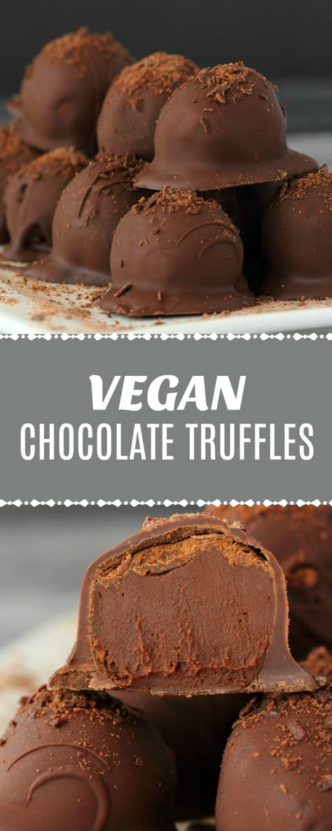 Vegan Chocolate Truffles, Patisserie Vegan, Dessert Parfait, Vegan Candies, Truffle Recipe Chocolate, Desserts Vegan, Truffle Recipe, Think Food, Vegan Dessert Recipes