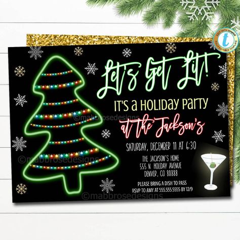 Christmas "let's get lit up" Party Invitation - editable Template. Use this adult holiday Christmas party invitation for your festive holiday cocktail party - all text is editable! ________________________________________________  FULL EDITING OPTIONS WITH TEMPLETT! TRY THE DEMOS NOW - Click here  You are not able to e Xmas Cocktails, Festive Holiday Cocktails, Adult Christmas Party, Holiday Fonts, Holiday Cocktail Party, Lets Get Lit, Holiday Christmas Party, Christmas Party Invitation, Holiday Cocktail