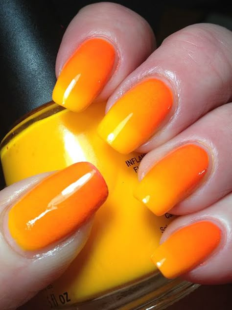 Yellow Orange Ombre Nails, Orange And Yellow Ombre Nails, Orange And Yellow Nail Designs, Neon Day, Orange Ombre Nails, Mani Nails, Paris Nails, Sunset Nails, Colors Nails