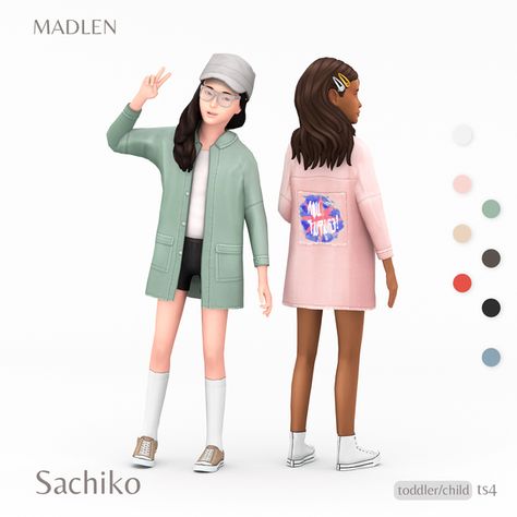 Sachiko Outfit | Madlen on Patreon Sims 4 Kids Cc, The Sims 4 Kids, Sims 4 Cc Clothes, Lotes The Sims 4, Sims Baby, Sims 4 Cc Kids Clothing, Outfit Oversize, Pelo Sims, The Sims 4 Packs