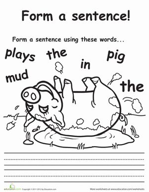 Simple Sentences Worksheet, Sentence Building Worksheets, Writing Sentences Worksheets, Homeschool Portfolio, Writing Complete Sentences, Making Sentences, Reading Task Cards, 1st Grade Writing, First Grade Worksheets