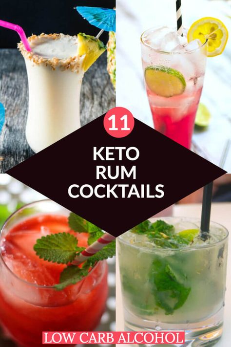 Keto Beverages Alcohol, Keto Alcohol Drinks To Order At Bar, Keto Titos Drinks, Keto Alcoholic Drinks, Keto Rum Drinks, Low Carb Rum Drinks, Keto Mixed Drinks Alcohol, Lowcarb Drinks, Drinks With Rum