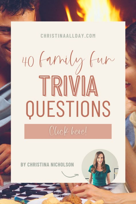 THE 40 BEST TRIVIA QUIZ QUESTIONS AND ANSWERS The purpose of this blog post is to share some fun trivia questions and answers for your next family trivia night. This isn’t just a great way to learn fun facts with general trivia questions, but to also host a trivia event that touches on a little bit of everything – pop culture quiz questions, sports trivia questions, Disney trivia questions, etc. Family Trivia Night, Family Trivia Questions Ideas, Trivia Questions And Answers 2023, Lds Trivia Questions And Answers, Trivia Night Snacks Appetizers, Family Trivia Questions And Answers, Trivia Questions And Answers For Teens, Random Trivia Questions And Answers, Family Quiz Questions And Answers