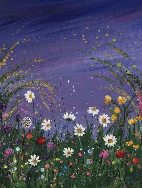 Cottage Core Painting, Cottagecore Painting, Field Paint, Wildflower Paintings, Acrylic Painting Flowers, Easy Canvas Art, Canvas Painting Designs, Art Painting Gallery, Forest Painting