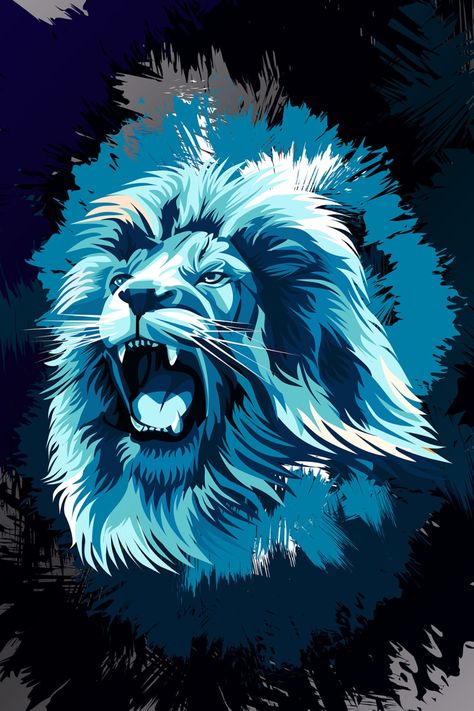 Blue Lion, Lion Head, Lion King, Premium Vector, Lion, Vector Illustration, Blue, Clothes