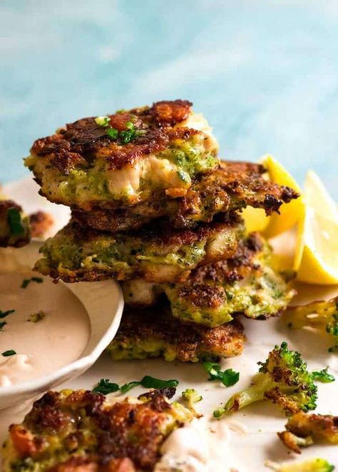 Broccoli Chicken Fritters | RecipeTin Eats Broccoli Patties, Chicken Fritters, Broccoli Fritters, Broccoli Chicken, Cheesy Broccoli, Baked Chicken Tenders, Recipetin Eats, Recipe Tin, Chicken Patties