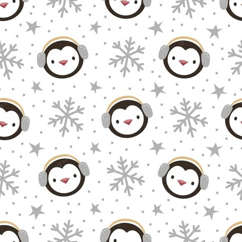 Seamless Pattern Ideas, Christmas Penguin Wallpaper, Penguin Background, Christmas Pattern Illustration, Penguin Vector, Cute Penguin Cartoon, Christmas Vector Illustration, Kiss Illustration, Winter Vector