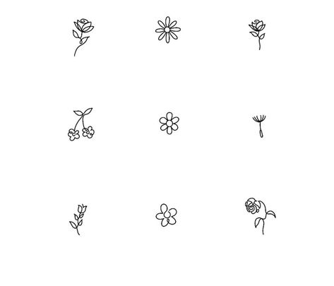 Mini Flower Tattoo Simple, Tiny Flowers Tattoo, Three Flowers Tattoo, Flower Stick And Poke, Tiny Flower Tattoo, Flower Outline Tattoo, Dainty Flower Tattoos, Small Daisy Tattoo, Small Flower Tattoo