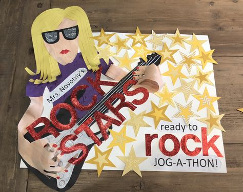 Jog-a-thon class poster, Rockstars class poster, jog-a-thon, ready to rock jog-a-thon Jog A Thon Poster Ideas, Jog A Thon Ideas, Jog A Thon, Poster Ideas School, Preschool Classrooms, Indiana Map, Class Poster, Art Therapy Projects, Diy Tray