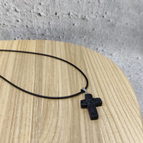 Lava Cross Crystal Necklace, Cross Necklace, Cord Necklace, Vulcanic Lava Rock Necklace, Australian Jewelry, Cross Necklace Jewelry Cross Necklace, Dandelion Necklace, White Quartz Crystal, Jewelry Cross, Long Necklace Boho, Rock Necklace, Wooden Bead Necklaces, Gemstone Choker, Necklace Cross