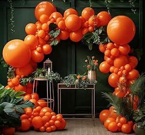 Orange Balloon Arch, Orange Balloon Garland, Orange Birthday Parties, Thanksgiving Baby Shower, Orange Birthday, Tropical Party Decorations, Balloon Arch Kit, Orange Balloons, Orange Party