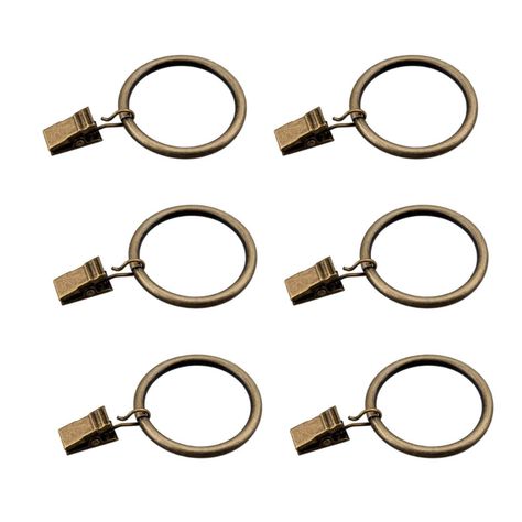 Coideal Set of 30 Bronze Curtain Rings Clips/Heavy-duty Metal Decorative Drape Clip Hooks Set Eyelets Drapery, Windows, Bathroom, Home Kitchen, Fit Up To 1 1/4 Inch Rod: Amazon.ca: Home & Kitchen Windows Bathroom, Curtain Wire, Curtain Rings With Clips, Gold Curtains, Curtain Clips, Metal Curtain, Antique Brass Metal, Curtain Rings, Black Curtains