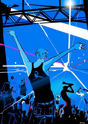 AUDIO: A BRIEF HISTORY OF TECHNO Night Illustration, Scene Drawing, Night Clubs, Techno Music, Dance Club, Motivational Art, Crazy Colour, Business Loans, The New Yorker