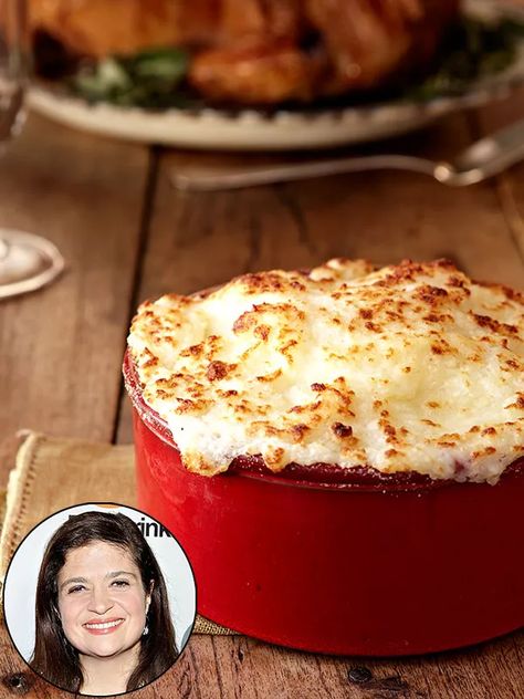 RECIPE: Thanksgiving Mashed Potatoes Mashed Potatoes Thanksgiving, Potato Souffle, Baked Mashed Potatoes, Alex Guarnaschelli, Thanksgiving Vegetables, Celebrity Recipes, Thanksgiving Side Dish, Mashed Potato Recipes, Thanksgiving Side