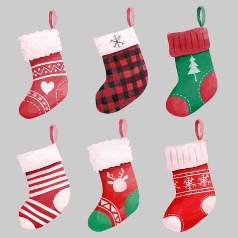 Cute Christmas Stocking Drawing, Stocking Illustration Christmas, Christmas Sock Illustration, Christmas Stockings Illustration, Christmas Stockings Drawings, Christmas Sock Drawing, Christmas Socks Illustration, Stocking Drawing Ideas, Christmas Socks Drawing