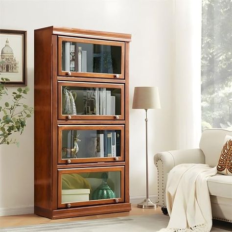 Amazon.com: KWOKING Wooden Barrister Bookcase Contemporary Closed Back Glass Doors Office Storage Cabinet Floor-to-Ceiling Low Cabinet Bookcase Against Wall Dustproof Bookshelf Brown 27.6" L x 12.8" W x 47.6" H : Home & Kitchen Glass Door Bookshelf, Glass Doors Office, Doors For Home Office, Door Bookshelf, Bookshelf With Doors, Doors For Home, Office Storage Cabinet, Home Office Filing Cabinet, Bookcase With Doors