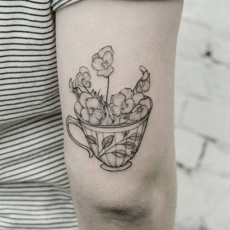 Flowers in a teacup by @inshaanali if you are looking for a tattoo, don't be shy.Tag your friends help me grow 🌱🌴☘🌵 #torontotattoo… Flowers In A Teacup, Teapot Tattoo, Coffee Cup Tattoo, Tea Tattoo, Teacup Tattoo, Cup Tattoo, Floral Teacup, Coffee Tattoos, Flowers Growing