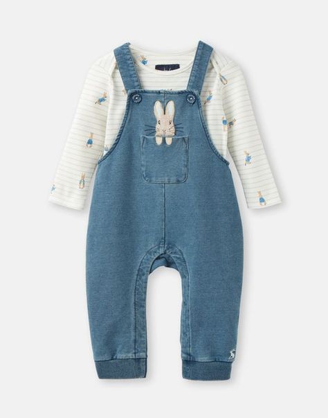 Joules Wilbur Denim Baby Boys Official Peter Rabbit™ Collection Dungaree Set DENIM PETER RABBIT Boys Rain Boots, Girls Rain Boots, Boys Easter Outfit, Denim Dungaree, Denim Baby, Toddler Tops, Denim Dungarees, Easter Outfit, Baby Outfits