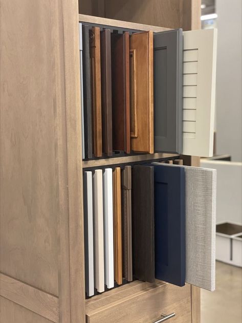 The Bertch Bath display case is on the showroom floor! You can use these samples to select the door style and finish for your new special order bathroom vanity - OR - You can pick up one of the many vanities we already have in stock! Just visit our showroom and look for our special Bertch Bath tags! Cabinets In Office, Bath Display, Cabinet Showroom, Bertch Cabinets, Kitchen Cabinets Showroom, Office Desk Designs, Laboratory Design, Custom Cabinet, Showroom Display