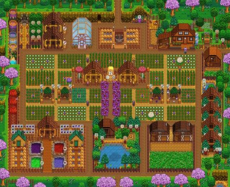 Stardew Valley Farm, Stardew Farms, Stardew Valley Layout, Stardew Valley Tips, Outdoor Eating Area, Stardew Valley Farms, Valley Game, Top Farm, Farm Layout