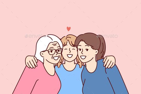 Family Portrait Three Female Generations with Different Generations, Digital Collage Art, Bible Crafts, Happy Women, Family Portrait, Digital Collage, Graphic Design Art, Family Time, Family Vacation