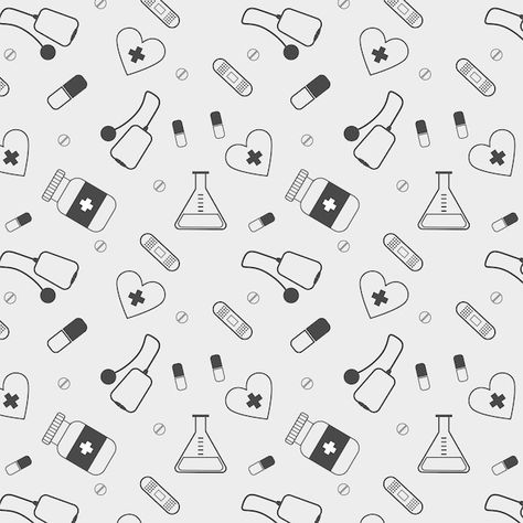 Pattern with medical supplies pills and ... | Premium Vector #Freepik #vector #medical-texture #modern-illustration #medical-tech #graphics Medical Pattern Design, Medical Vector Illustration, Tech Graphics, Beautiful Background Designs, Medical Pattern, Medical Vector, Notion Icons, Epidermolysis Bullosa, Medical Drawings