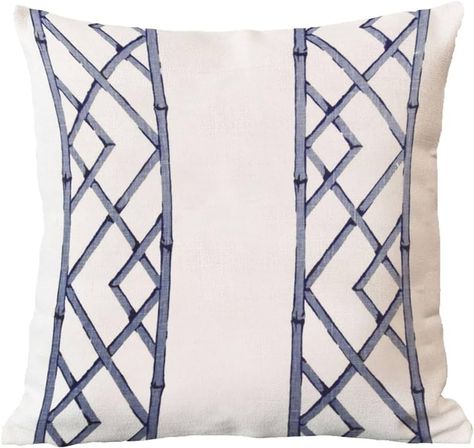 Amazon.com: Blue and White Geometric Latticely Ultramarine 18x18 Throw Pillow Cover Zipper Bamboo Trellis Decorative Pillow Cover For Sofa Couch Living Room Housewarming Gift : Home & Kitchen Blue And Green Decorating Ideas, Sofa Couch Living Room, Buffalo Plaid Pillows, Bamboo Trellis, Couch Living Room, Cover For Sofa, Plaid Pillow Covers, Plaid Throw Pillows, Green Decor