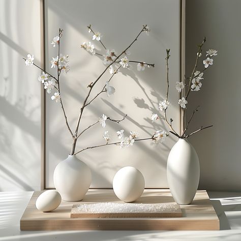 Minimal Easter, Japanese Decor, Small Pictures, Easter Decoration, Flower Wallpaper, Easter Decorations, Vases Decor, Home Deco, Flower Decorations