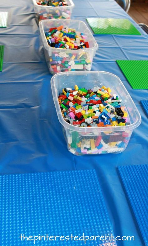 Lego Birthday Party Invitations, Lego Activity Table, Lego Party Ideas, Lego Themed Birthday Party, Lego Party Games, Lego Plates, Lego Themed Party, Lego Theme, Ninjago Birthday