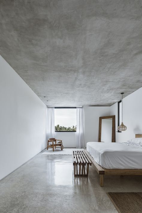 Concrete Minimalist House, Concrete Bedroom, Romantic House, Concrete Interiors, Concrete Houses, Concrete Walls, Interior Design Per La Casa, Interior Minimalista, 아파트 인테리어