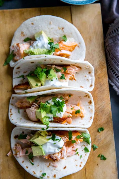 Salmon Enchiladas, Salmon Fish Tacos, Salmon Tacos Recipe, Summertime Meals, Pregnancy Meal Plan, Grilled Taco, Salmon Tacos, Seafood Entrees, Random Recipes